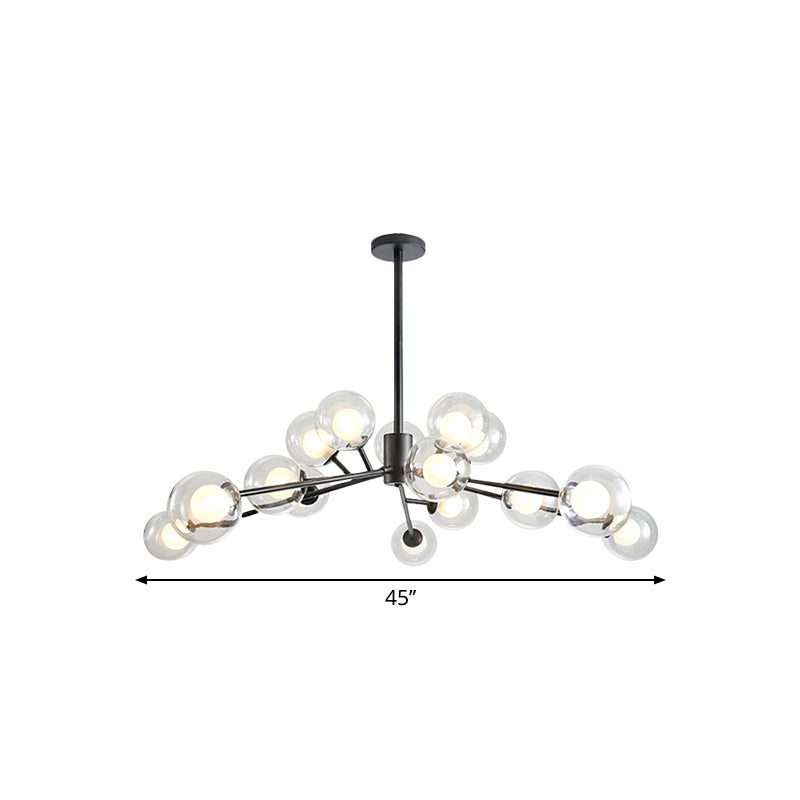 Restaurant Hotel Branch Large Chandelier Metal 15/18 Lights Modern Black/Gold Hanging Lamp