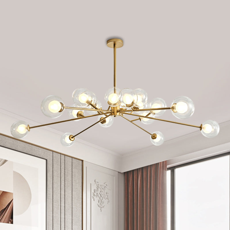 Restaurant Hotel Branch Large Chandelier Metal 15/18 Lights Modern Black/Gold Hanging Lamp