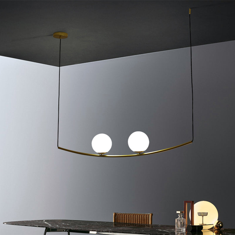 2/3 Lights Bubble Island Light Modern Simple Metal Chandelier Lighting in Black/Gold