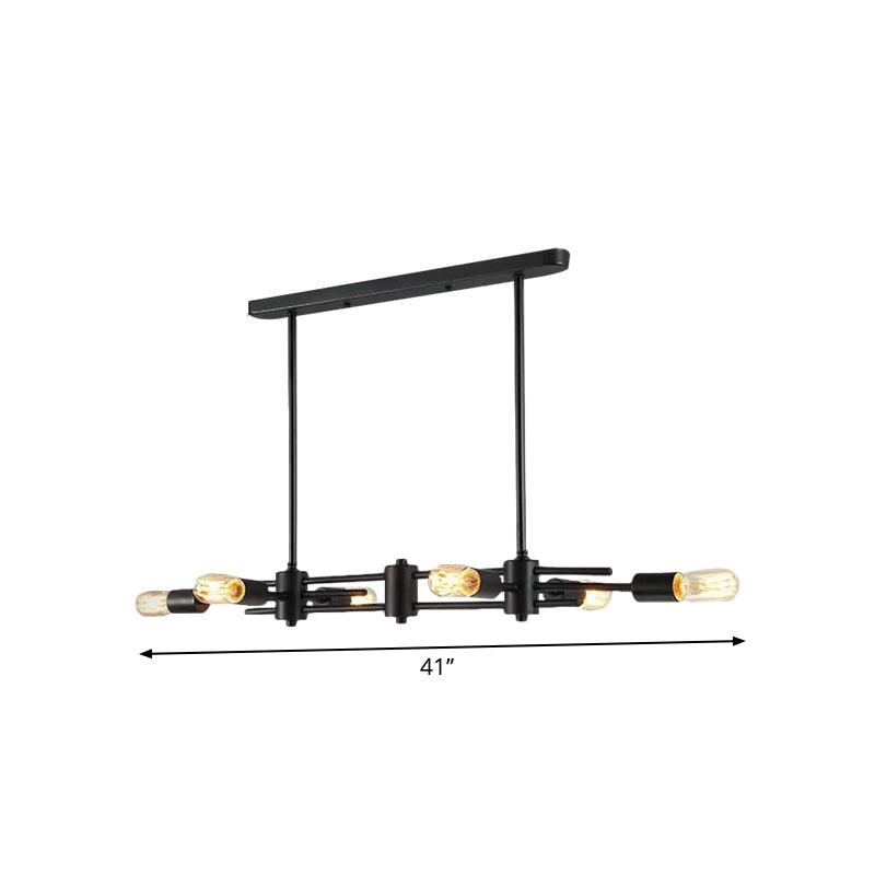 RESTAURANTE Bombilla expuesta Candelera colgante Metálica 6/8 luces Moderna Black Island Light