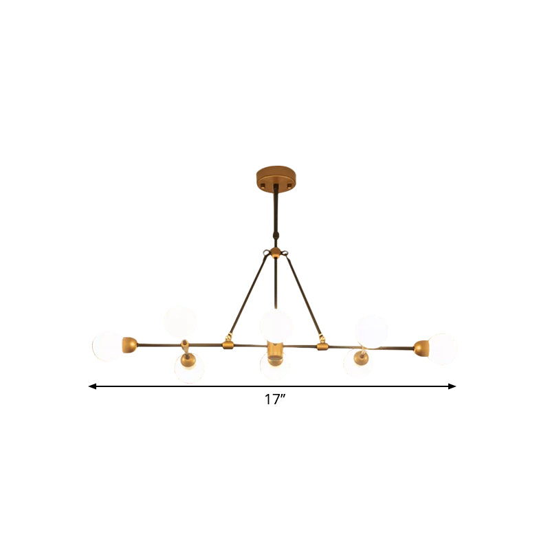 Luz de la isla de acabado de latón después de la lámpara colgante de metal de 8 luces de tono orbe para el comedor