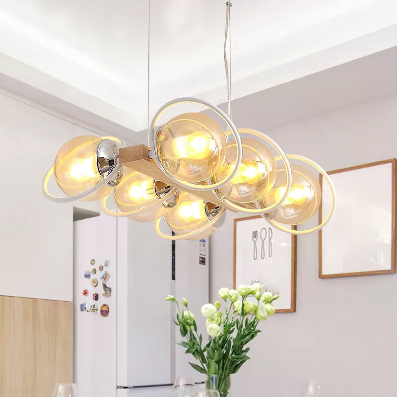 Cognac Bubble Shade Island Lighting 6/8/12 Lights Modern Glass Hanging Light Fixture for Dining Room