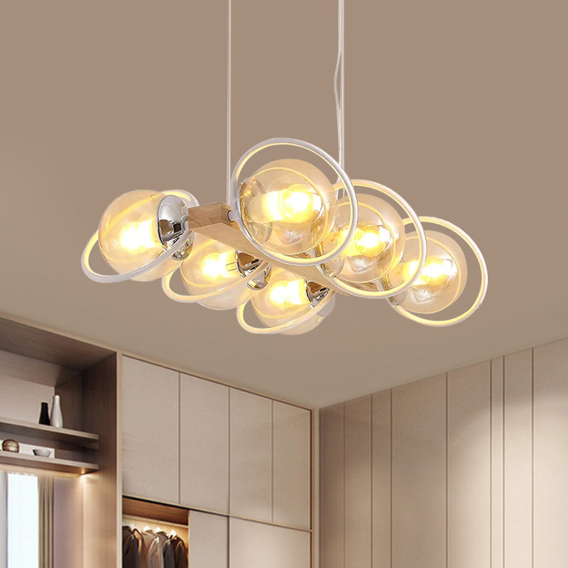 Cognac Bubble Shade Island Lighting 6/8/12 Lights Modern Glass Hanging Light Fixture for Dining Room