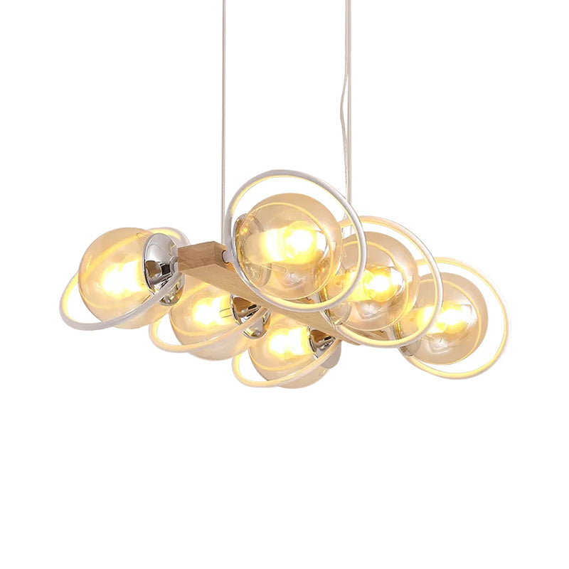 Cognac Bubble Shade Island Lighting 6/8/12 Lights Modern Glass Hanging Light Fixture for Dining Room