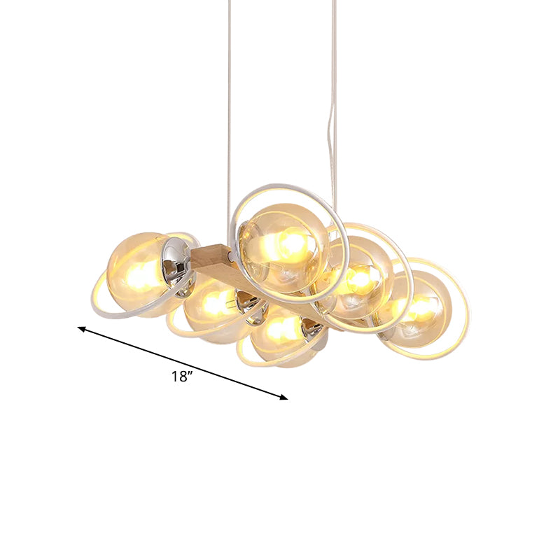 Cognac Bubble Shade Island Lighting 6/8/12 Lights Modern Glass Hanging Light Fixture for Dining Room