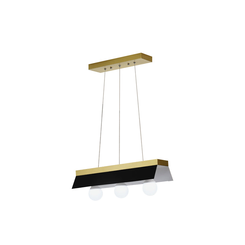 Black/White Shade Billiard Light 3/5 Lights Modern Wood Island Lighting for Restaurant