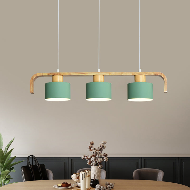 Metal Drum Shade Island Light 3/4 Heads Nordic Simple Chandelier Light for Dining Room Kitchen