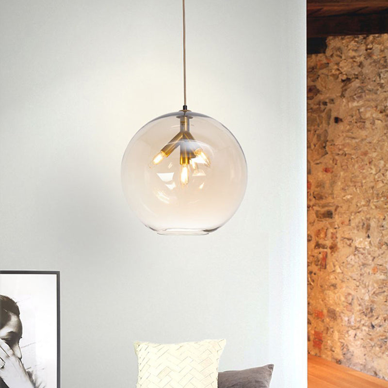 Zwart/gouden afwerking Globe hangende hangers triple head modern helder glas mini -kroonluchter
