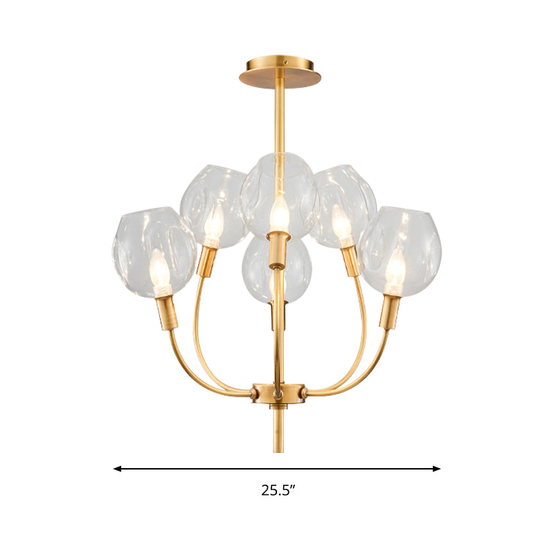 Clear Glass Bud Shade Pendant Light Restaurant Foyer Contemporary Chandelier in Gold