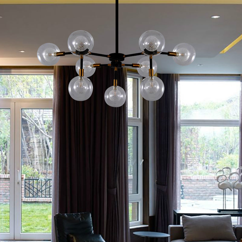 Lumière de suspension de ligne métallique avec lustre de style moderne clair en noir pour salle à manger