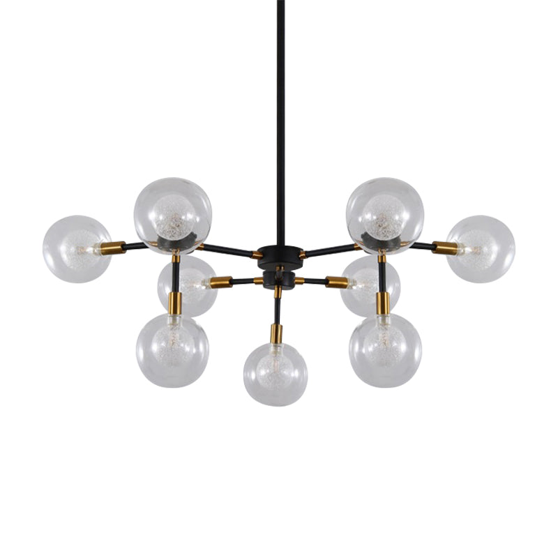 Lumière de suspension de ligne métallique avec lustre de style moderne clair en noir pour salle à manger