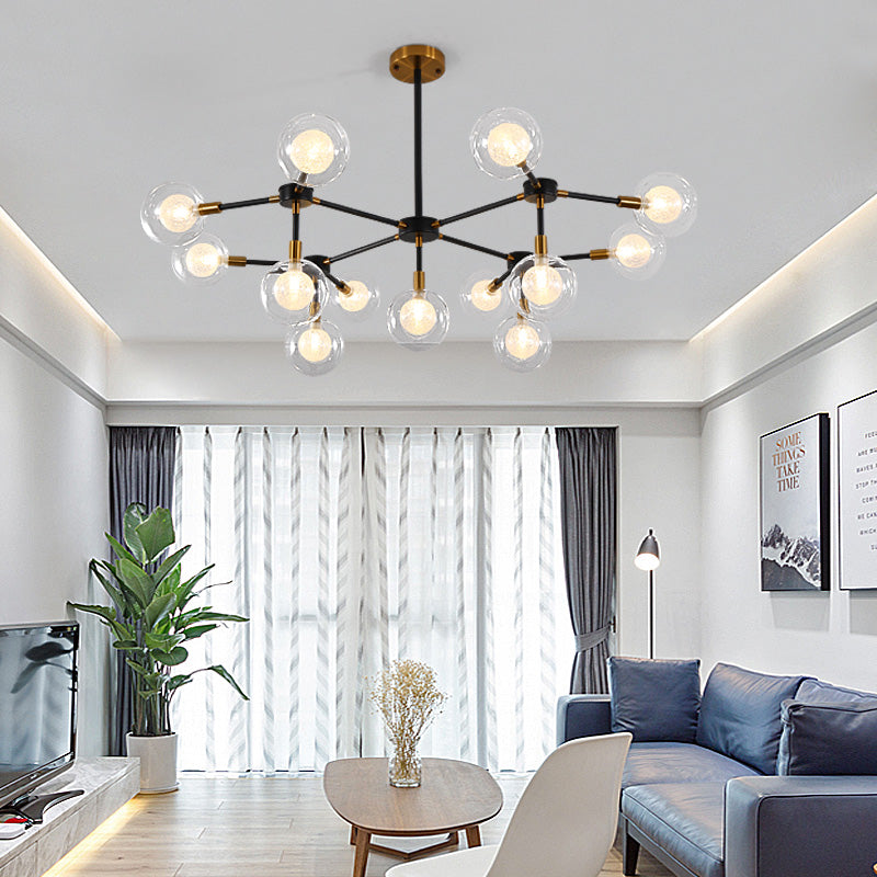 Lumière de suspension de ligne métallique avec lustre de style moderne clair en noir pour salle à manger