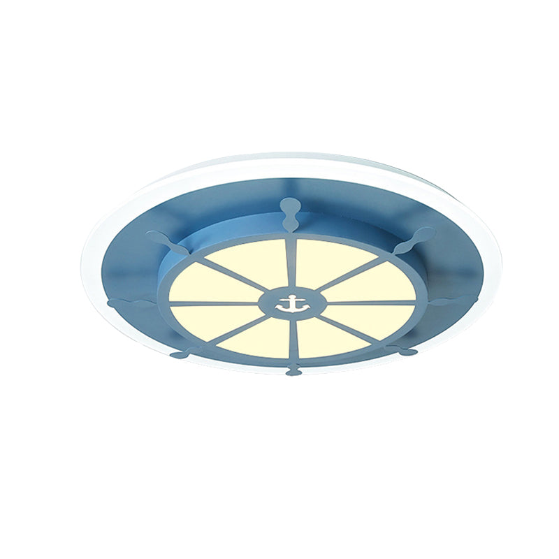 Compass Bathroom Bedroom Flush Ceiling Light Metal Nautical Ceiling Lamp with Anchor