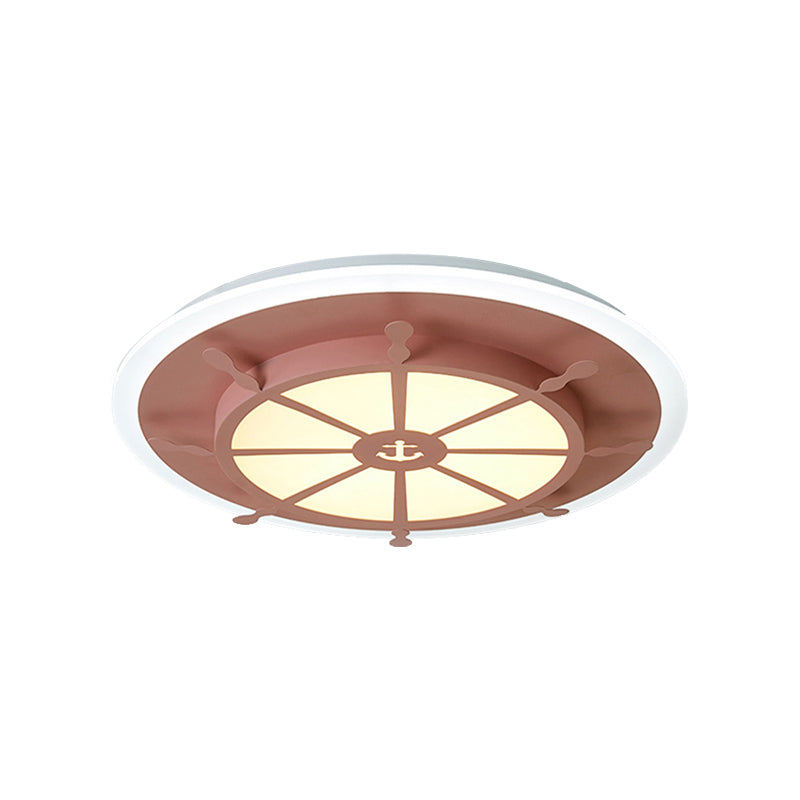 Compass Bathroom Bedroom Flush Ceiling Light Metal Nautical Ceiling Lamp with Anchor