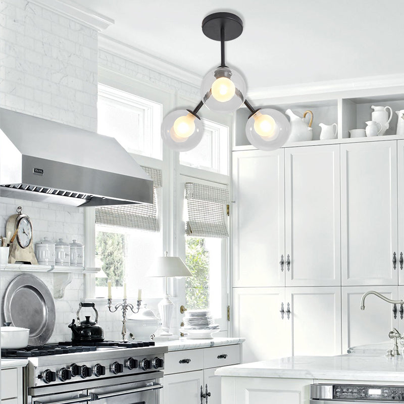 Estilo moderno Modo Candelier 3 Luces Metal Flush Mount Light for Kid Bedroom Restaurante