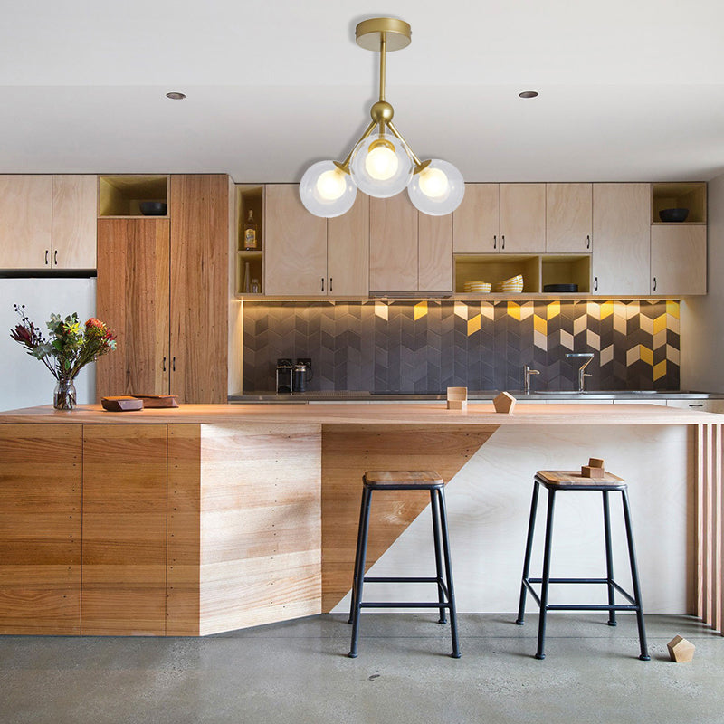 Estilo moderno Modo Candelier 3 Luces Metal Flush Mount Light for Kid Bedroom Restaurante