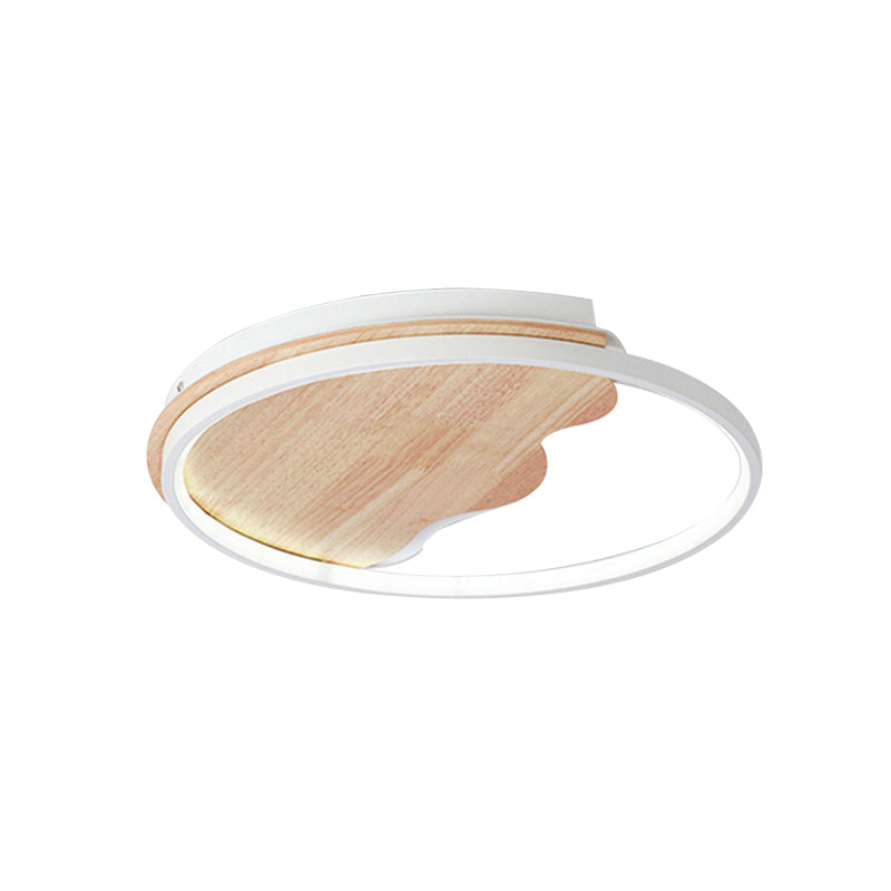 Nordic Style Wave Flush Plafond Licht met Ring Houten Witte Plafond Fixture voor Studeerkamer