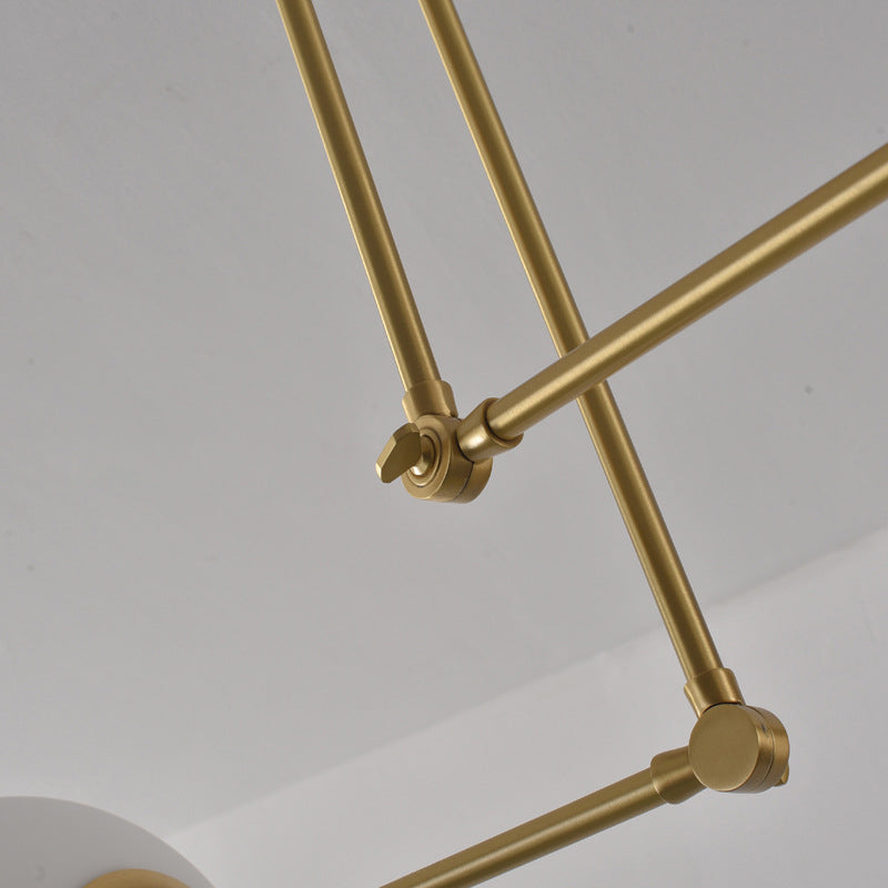 Milk Glass Orb Pendant Light Hauteur réglable Simple Chandelier en blanc et laiton pour le café