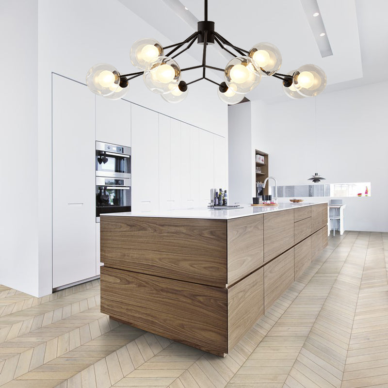 Study Room Modo Pendant Lighting Metal and Glass 12 Lights Modern Chandelier