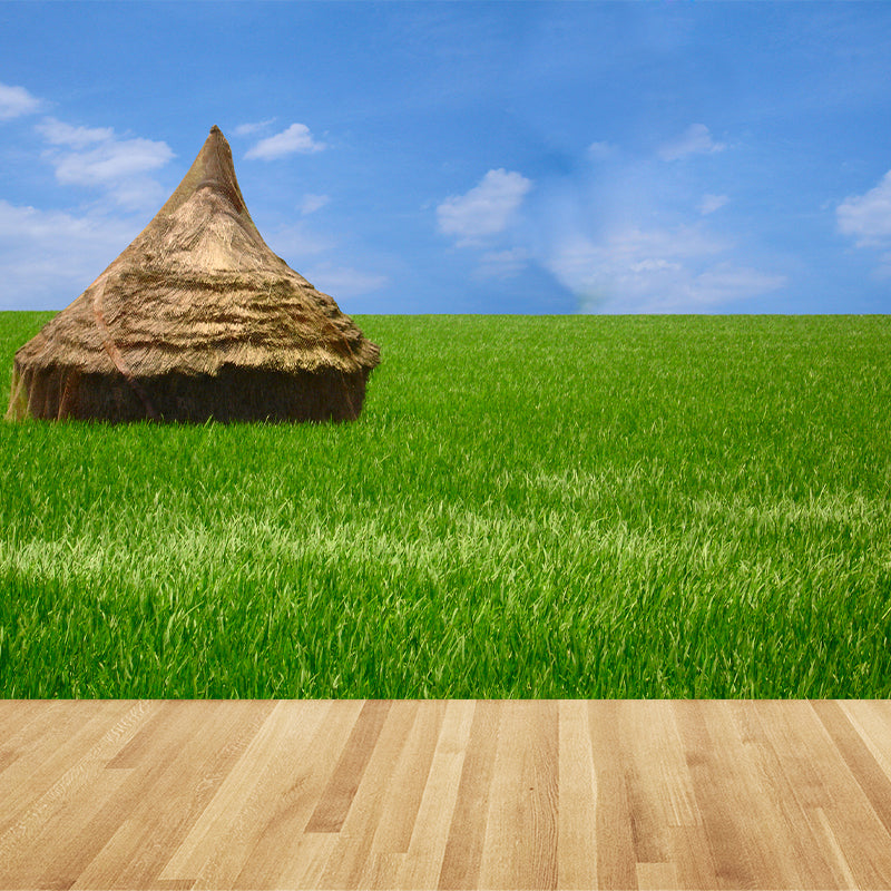 Modern Scenery Stacked Hay Mural Dark Color Stained Resistant Wall Art for Bedroom