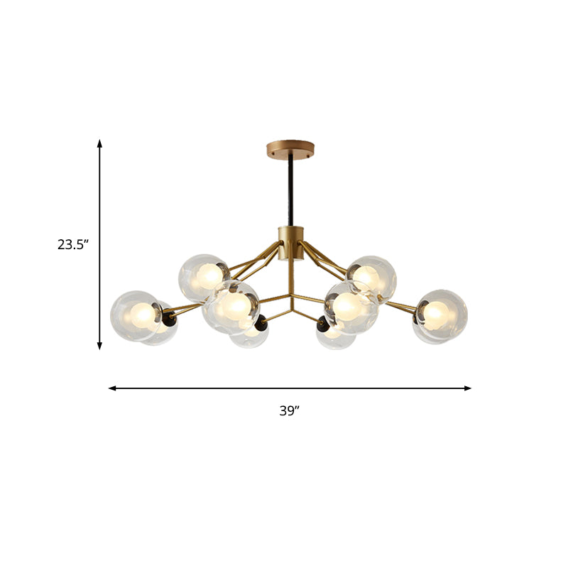 Study Room Modo Pendant Lighting Metal and Glass 12 Lights Modern Chandelier