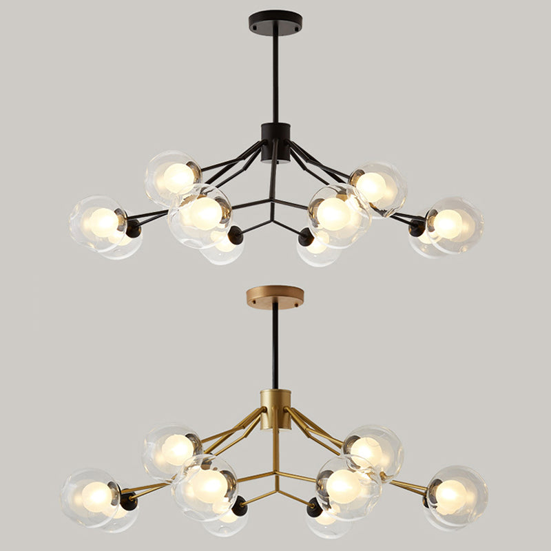 Study Room Modo Pendant Lighting Metal and Glass 12 Lights Modern Chandelier