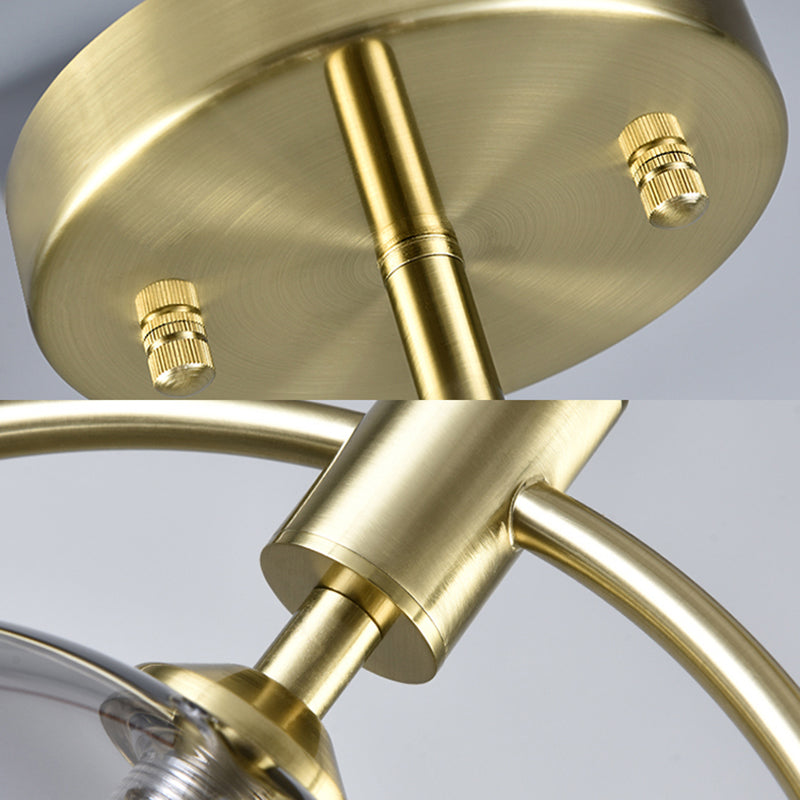 Luz colgante de anillo concéntrico de oro con sombra de ámbar/copa de humo/copa de humo para sala de estar para sala de estar