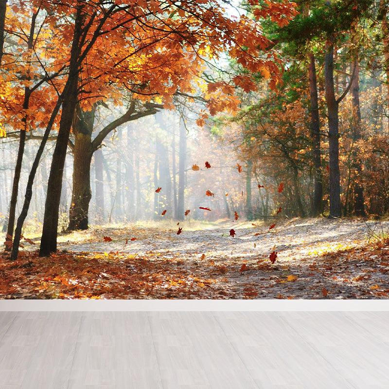 Whole Autumn Forest Mural Modern Mysterious Scenery Wall Art in Dark Color for Home