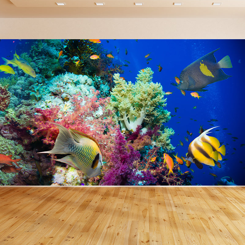 Tropical Underwater World Wallpaper Mural Colorful Moisture Resistant Wall Covering for Kids Room
