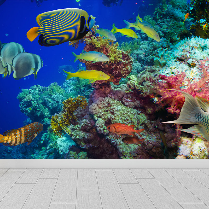 Tropical Underwater World Wallpaper Mural Colorful Moisture Resistant Wall Covering for Kids Room