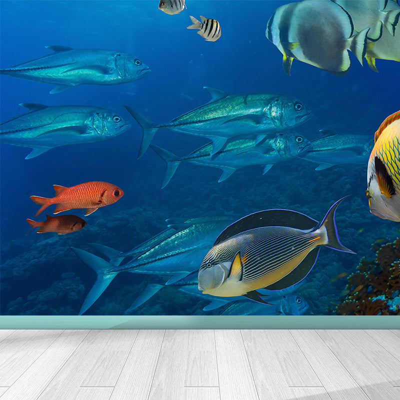 Tropical Underwater World Wallpaper Mural Colorful Moisture Resistant Wall Covering for Kids Room