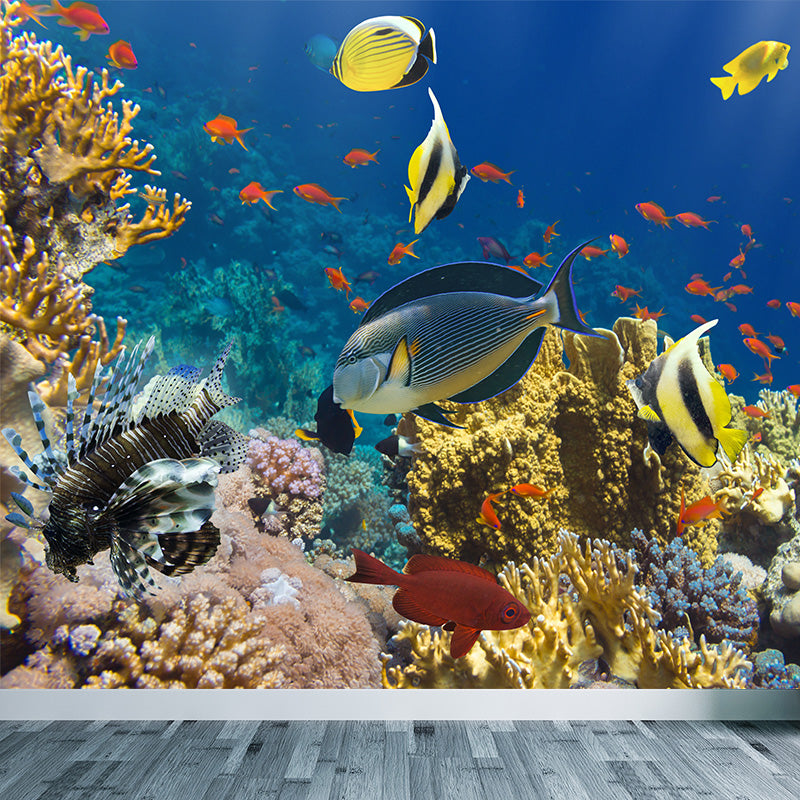 Tropical Underwater World Wallpaper Mural Colorful Moisture Resistant Wall Covering for Kids Room
