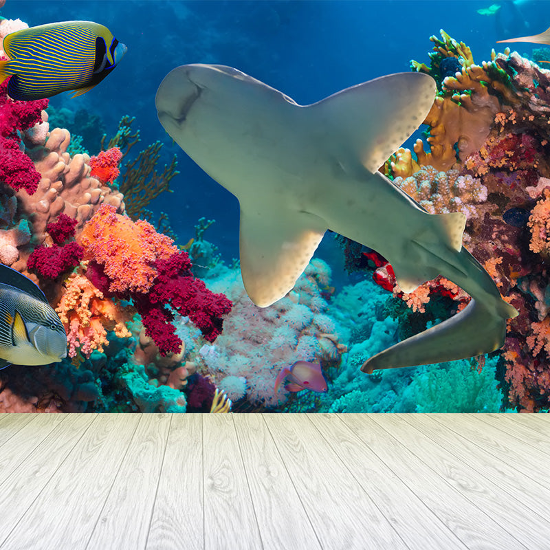 Tropical Underwater World Wallpaper Mural Colorful Moisture Resistant Wall Covering for Kids Room