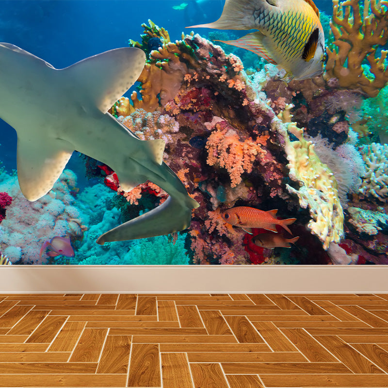 Tropical Underwater World Wallpaper Mural Colorful Moisture Resistant Wall Covering for Kids Room