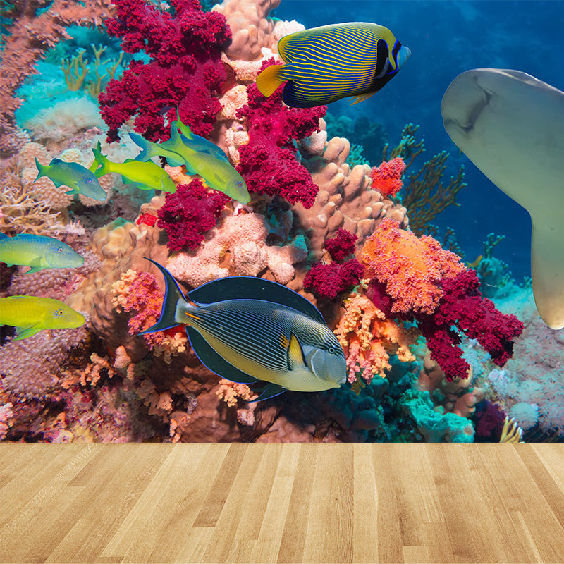 Tropical Underwater World Wallpaper Mural Colorful Moisture Resistant Wall Covering for Kids Room