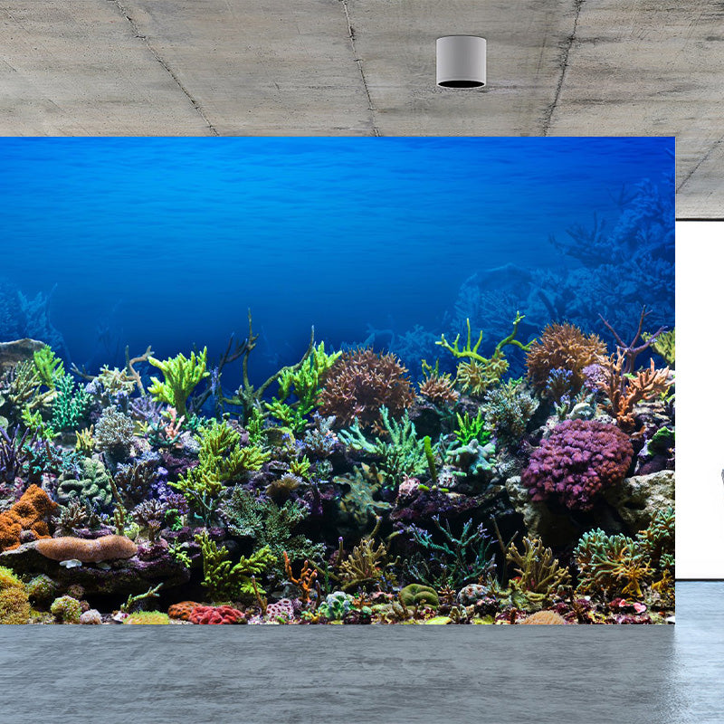 Autocollant Mural tropique vie marine, couleur foncée, décor Mural de paysage sous-marin pour chambre à coucher