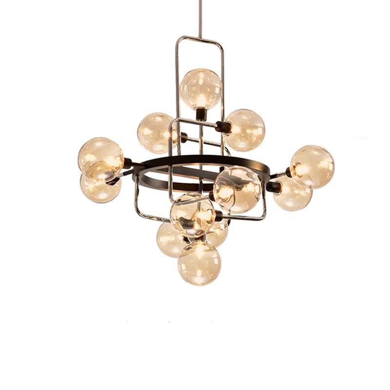 Chandelier d'étude en orbite Chandelier Ambre / fumée / verre blanc Éclairage de pendentif contemporain
