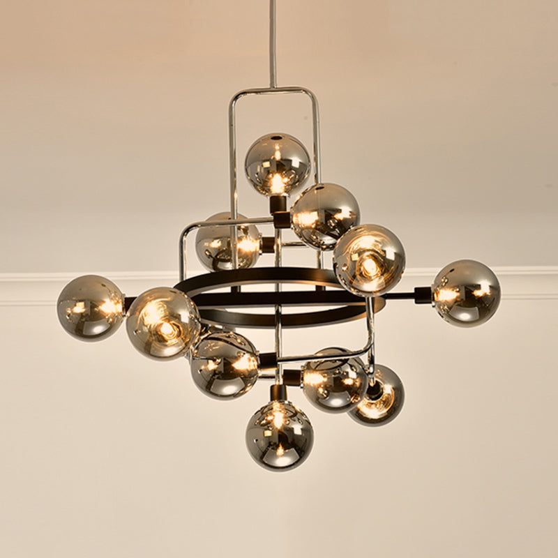 Chandelier d'étude en orbite Chandelier Ambre / fumée / verre blanc Éclairage de pendentif contemporain