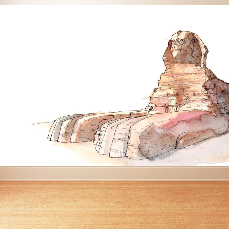 Global Inspired Historic Relics Mural Pastel Color Architecture Wall Covering for Home