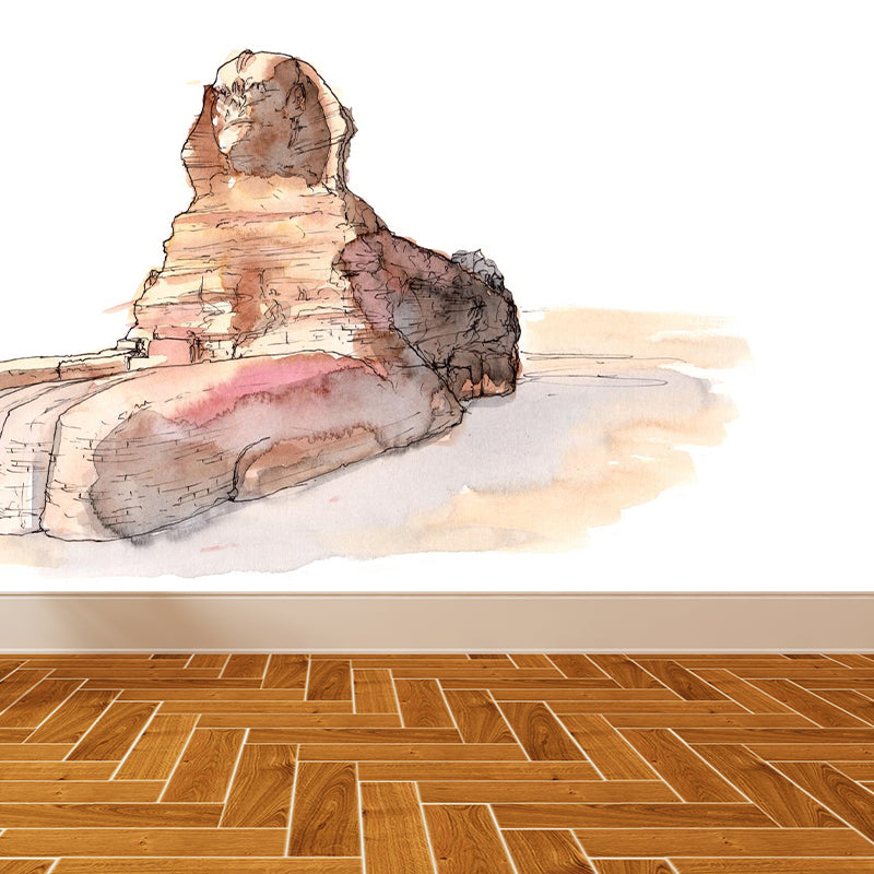 Global Inspired Historic Relics Mural Pastel Color Architecture Wall Covering for Home