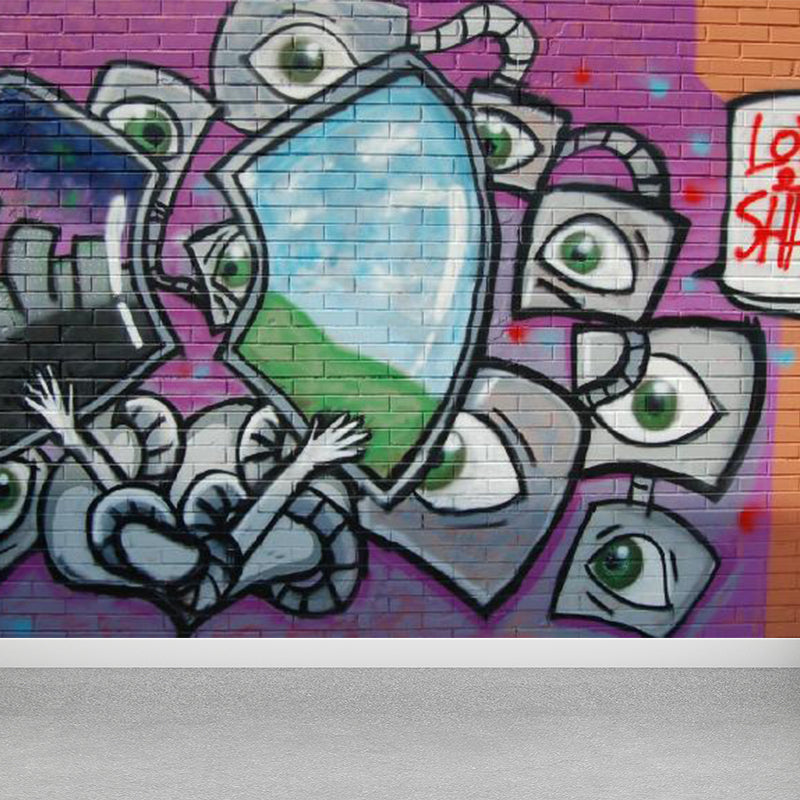 Cool Graffiti Mural Wallpaper for Boys Bedroom Entertainment Wall Decor, Made to Measure