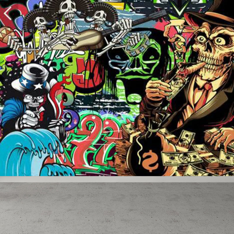 Cool Graffiti Mural Wallpaper for Boys Bedroom Entertainment Wall Decor, Made to Measure