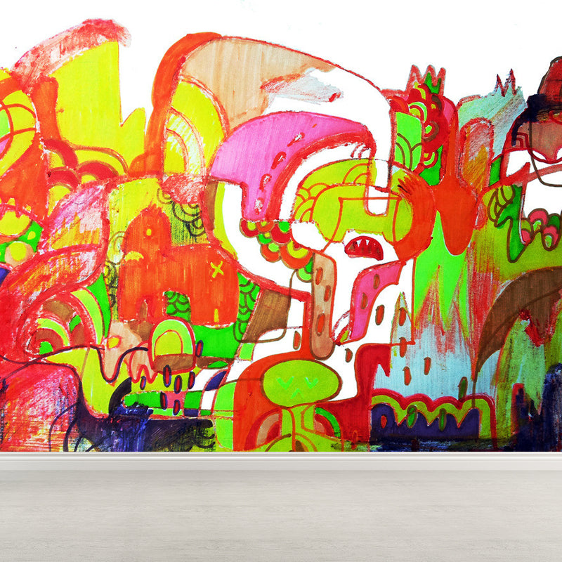 Graffiti Entertainment Wallpaper Mural Contemporary Non-Woven Wall Covering for Boys Room