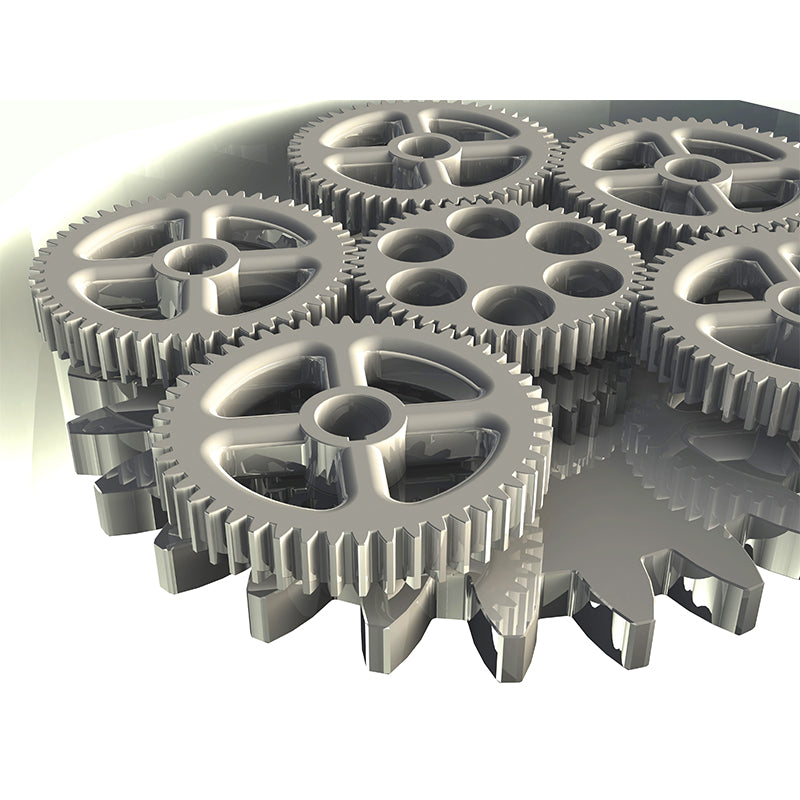 Full Size Machine Gear Mural Industrial Cool Metal Wall Decor in Light Color for Bedroom