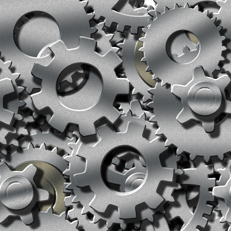 Dark Color Gear Wallpaper Mural Metal Steampunk Waterproofing Wall Art for Garage