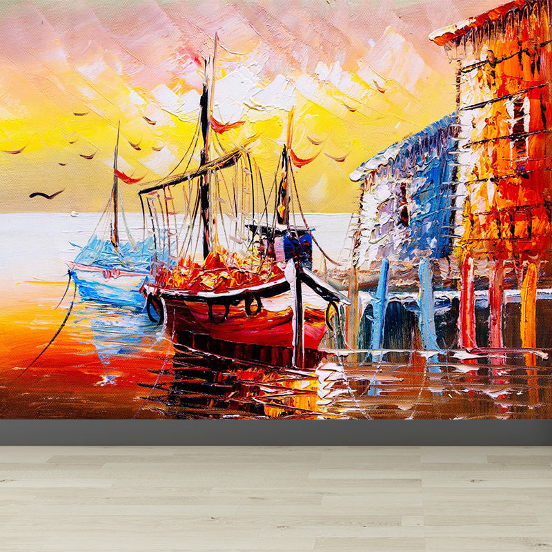 Pastel Nature Scenery Wallpaper Mural Moisture Resistant Classic Living Room Wall Art