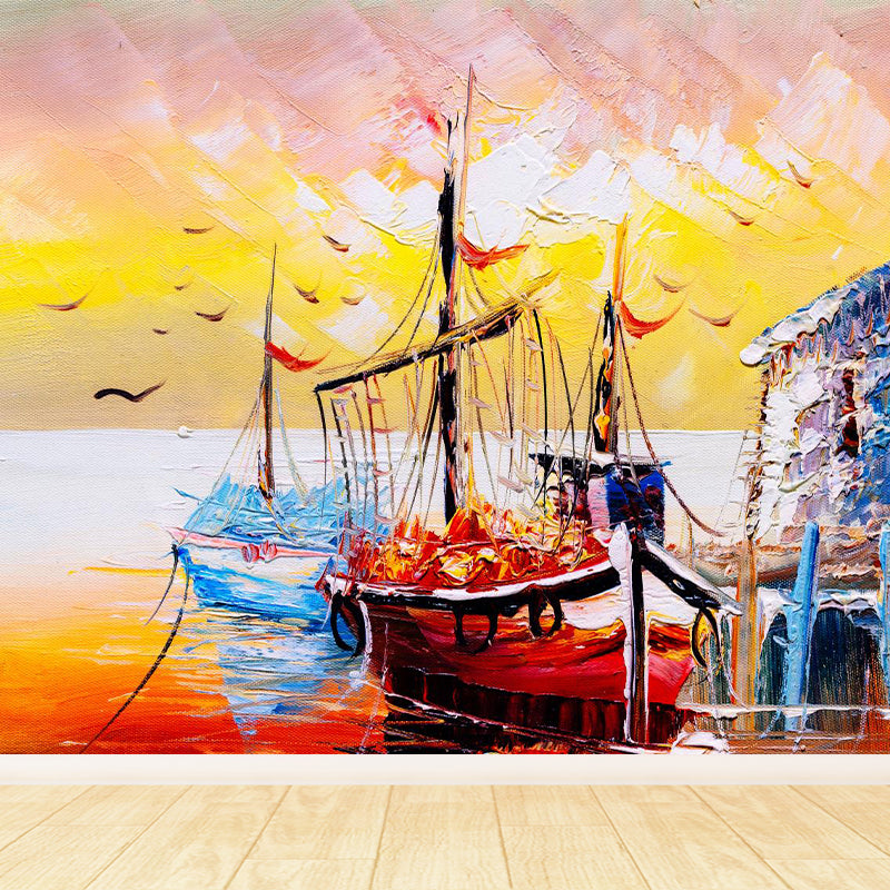 Pastel Nature Scenery Wallpaper Mural Moisture Resistant Classic Living Room Wall Art