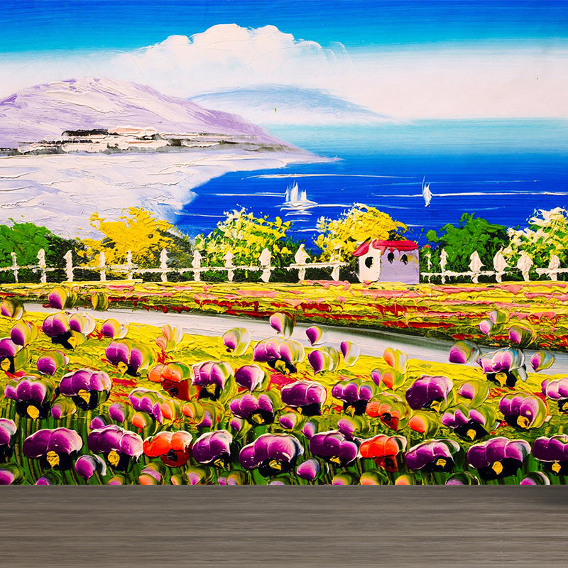 Pastel Nature Scenery Wallpaper Mural Moisture Resistant Classic Living Room Wall Art