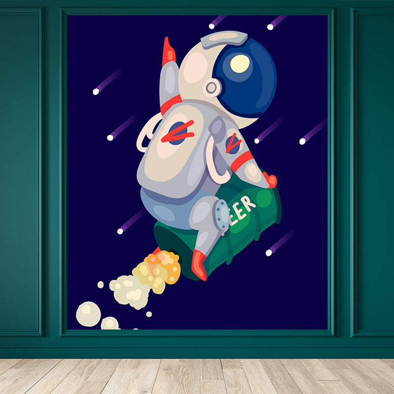 Kids Astronaut Wallpaper Mural Dark Color Boys Bedroom Wall Art, Made to Measure