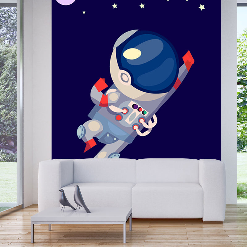 Kids Astronaut Wallpaper Mural Dark Color Boys Bedroom Wall Art, Made to Measure
